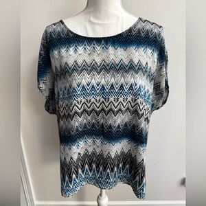 Zac & Rachel Women's Zigzag Blouse - Black, White, Blue